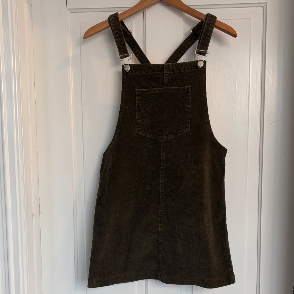 Altar'd State Chocolate Brown Corduroy Mini Overall Dress Size Small